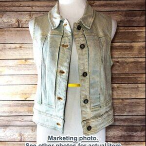 Anthropologie Pilcro Light Wash Denim Vest Size L